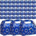 Marspark 48 Pack Blue with Gold Ring Party Favor Treat Boxes with Handles Theme Paper Goodie Candy Gift Gable Boxes for Video Game Birthday Party Decorations(Blue and Golden)