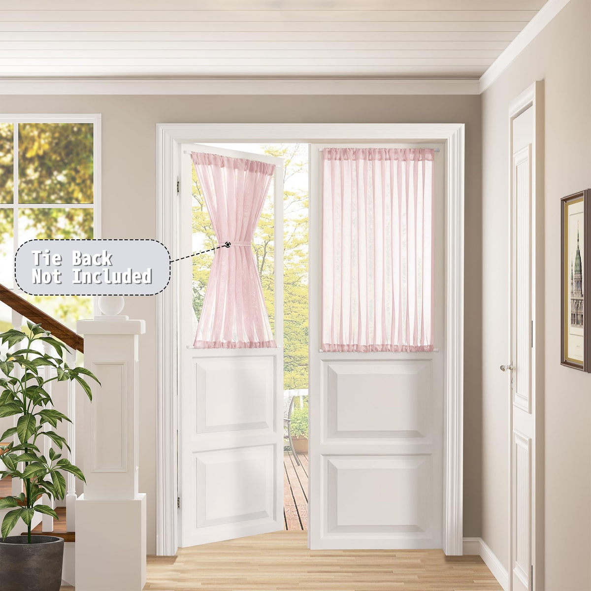 Short Sheer Door Curtain Closet Linen Textured Curtain Sheers Doorway Light Filtering Voile Patio Glass Doors Rod Pocket Curtains French Door