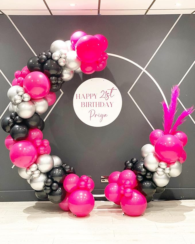 Hot Pink Balloons 110Pcs Hot Pink Balloon Garland Arch Kit 5/10/12/18 Inch Matte Latex Hot Magenta Balloons Different Sizes as Baby Shower Birthday Wedding Bridal Princess Theme Party Decorations