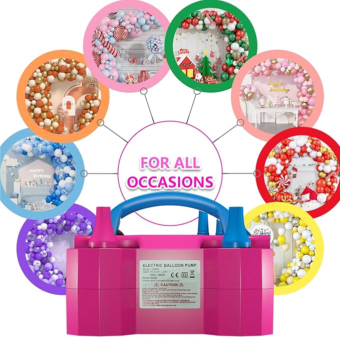 SINBEE Balloon Pump Electric Party Decorations - Electric Balloon Pump for Balloon Arch Kit, Portable Dual Nozzle Balloon Inflator