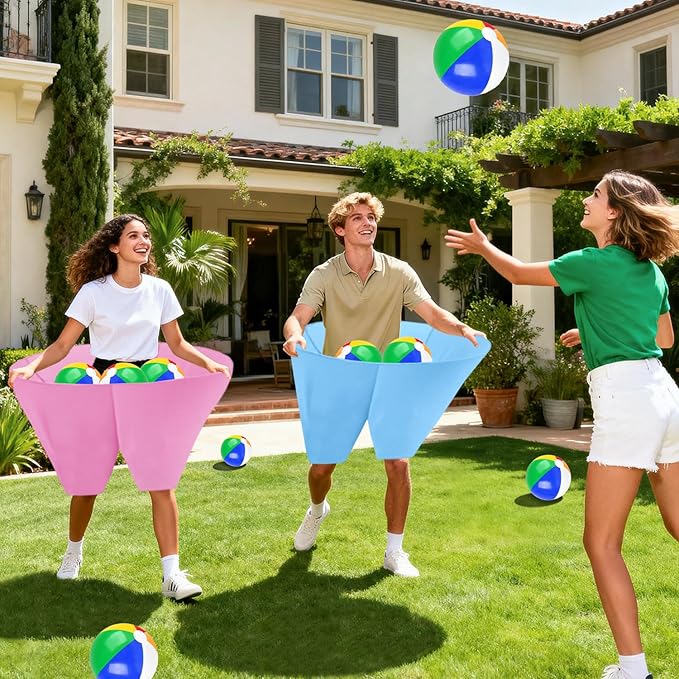 Granny Pants Game with Bouncy Balls and 1 Air Pump (Random Colors), Granny Pants Outdoor Game Baby Shower Funny Party Game for Adults & Families, Big Pants Ball Game Granny Pants Yard Game