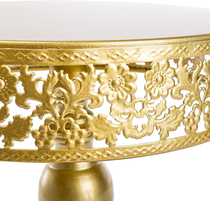 Jucoan 10 Pieces Gold Metal Cake Stand Set, Cupcake Holder Pastry Candy Fruits Serving Plate, Gold Dessert Table Stands and Trays Set for Wedding Birthday Baby Shower Bridal Shower Tea Party