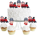 Big Dot of Happiness Custom Photo Railroad Party Crossing - Steam Train Birthday Party or Baby Shower Dessert Cupcake Toppers - Fun Face Clear Treat Picks - Set of 24