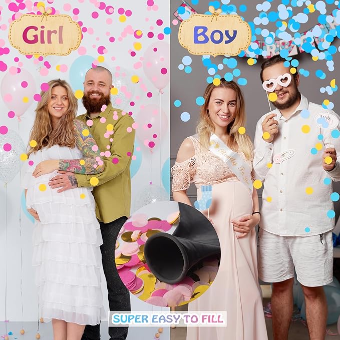 Gender Reveal Balloon Pop - 36 Inch Baby Gender Reveal Balloons With Confetti,2 Pcs Boy or Girl Balloon Gender Reveal Black Large,Big Balloon Gender Reveal Ideas