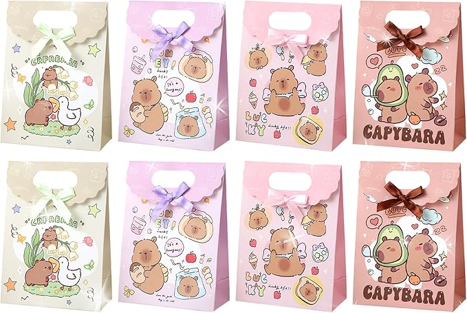 BACH AND BOOZY 12PCS Capy Party Favor Bags Capy Goodie Gift Treat Bags Capy Birthday Capy Boxes for Birthday Party Supplies