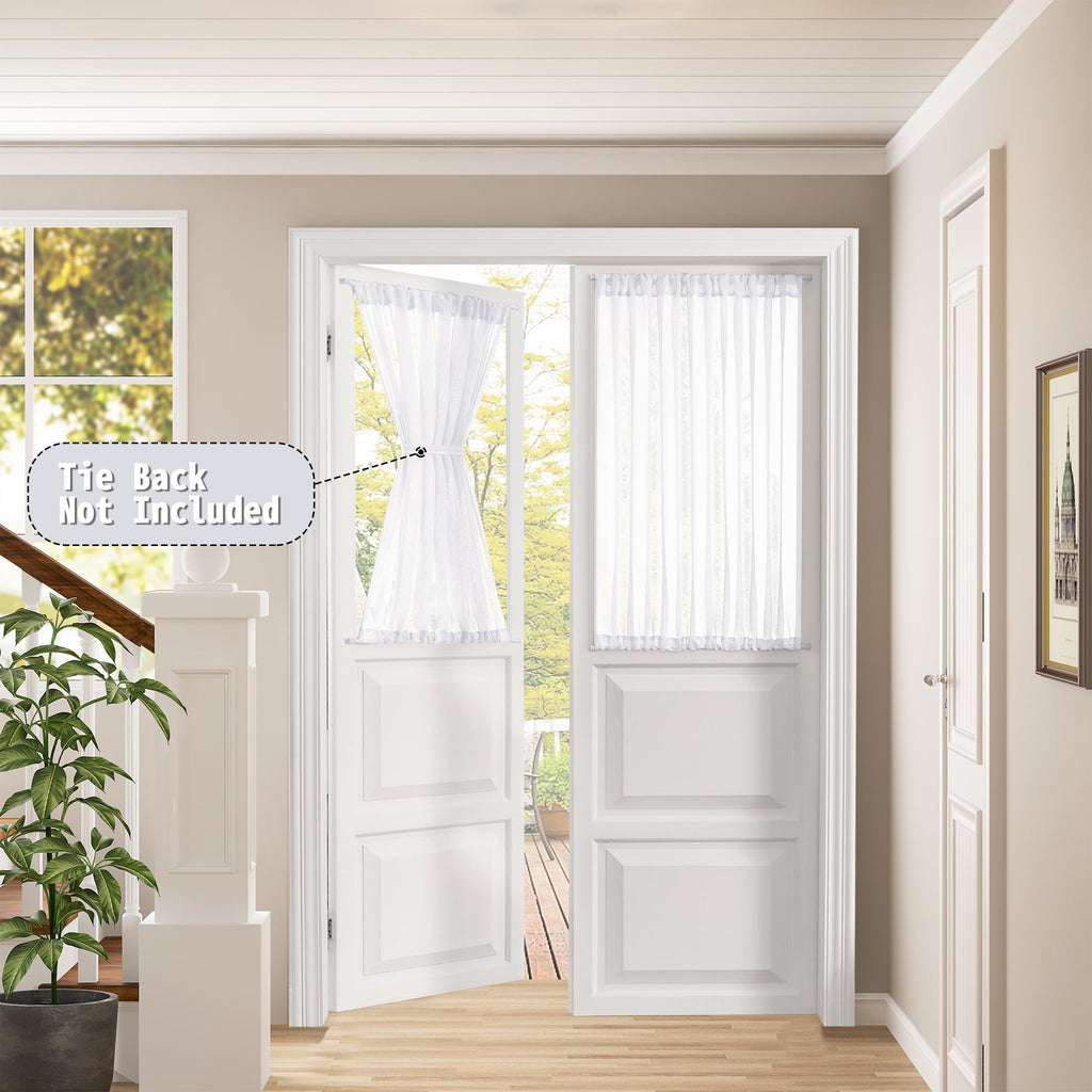 Sheer Door Curtains Closet Linen Textured Curtain Sheers Doorway Light Filtering Voile French Doors Rod Pocket Curtains Patio Glass Door