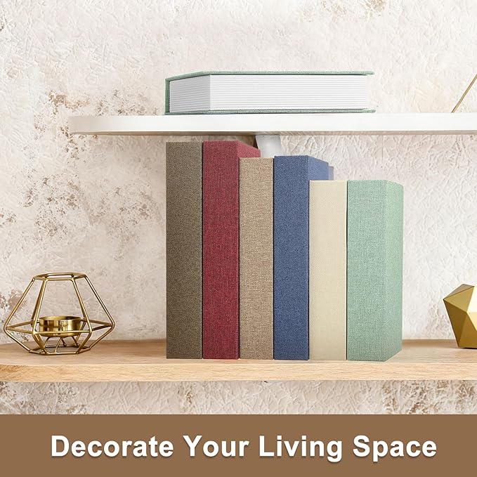 uxcell Decorative Books, 10.6 x 6.7 Linen Fake Books for Decoration Faux Decor Book for Modern Aesthetic Home Office Coffee Table Shelf Desktop Display, Light Brown