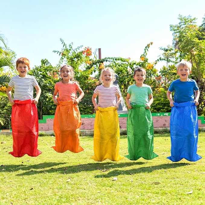 Yard Games for Kids & Adults - 5 Color Potato Sack Race Bags Set for Outdoor Parties & Field Day,Large Jump Sacks, Bean Bag Toss Game for Backyard,Carnival,Family Reunion