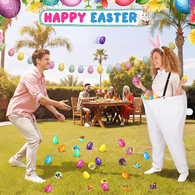 Vinsot Granny Pants Toss Game for Easter, Funny Yard Game for Adults, Outdoor Party Activity with Colorful Eggs