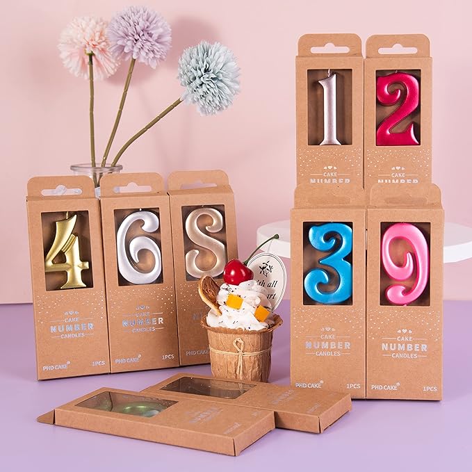 PHD CAKE 2.76 Inch Elegant Pink 5 Number Birthday Candles, Pink Number Candles, Cake Number Candles, Party Celebration
