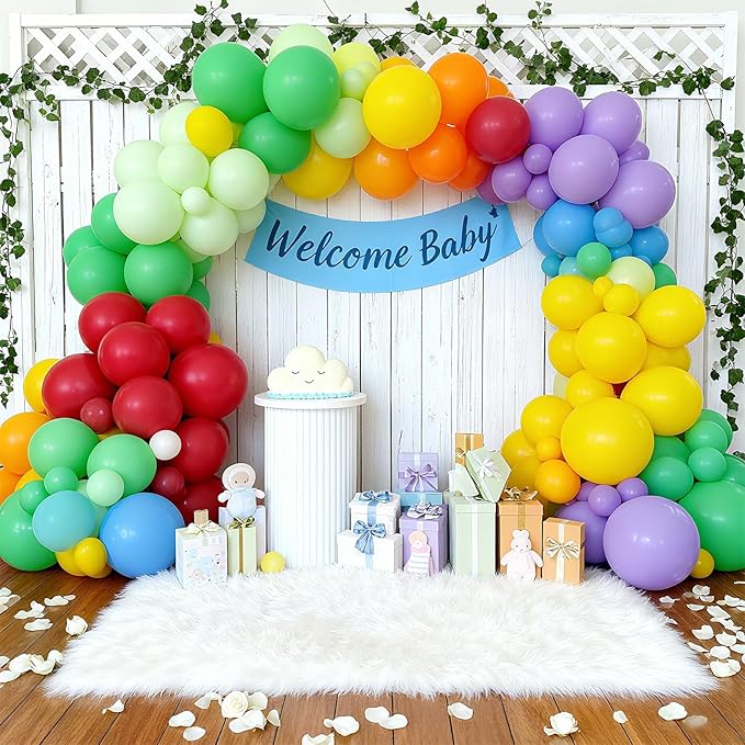 Colorful Balloons Arch Kit, 127pcs Different Size Rainbow Balloons Arch, Globos De Colores for Carnival Xmas Graduation Baby Shower Birthday Party Decorations
