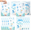 ANGOLIO One Silly Goose Party Favor Bags, 50Pcs Summer Blue Bow Silly Goose Goodie Candy Treat Plastic Gift Bags, Flowers Balloon Themed Party Supplies Birthday Baby Shower Wedding Gifts for Boy Girl