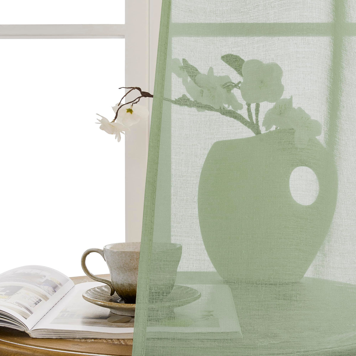 Sheer Door Curtains Closet Linen Textured Curtain Sheers Doorway Light Filtering Voile Patio Glass Door Rod Pocket Curtains French Doors