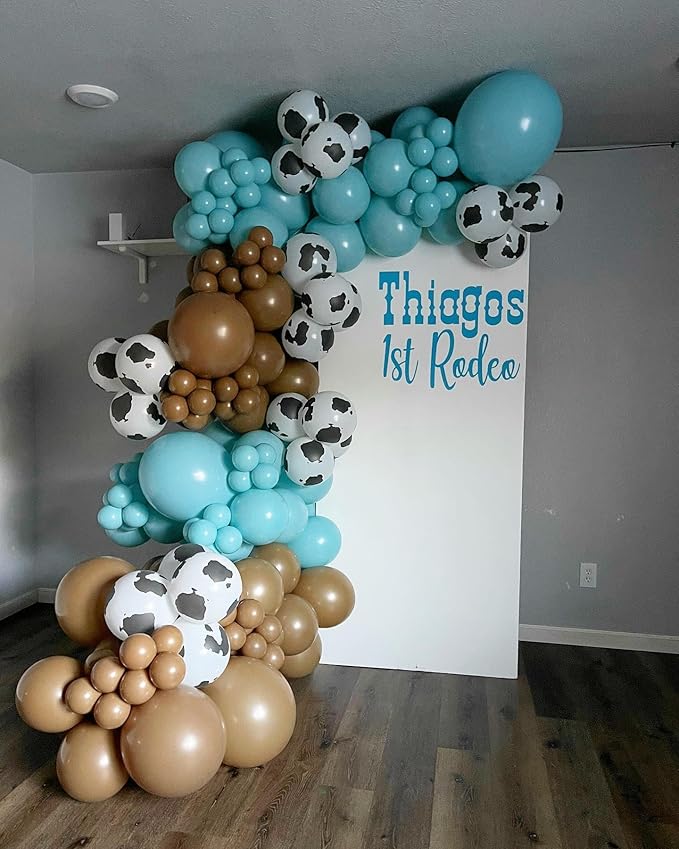 162Pcs Blue Cow Balloons Garland Arch Kit - 18 12 10 5 inch Cow Latex Balloon for Baby Shower Birthday Farm Western Cowboy Cow Print Theme Party Supplies Decorations