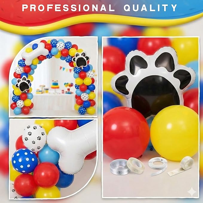 100pcs Hawaii Balloons Garland Arch Kit with Balloons for Birthday Decorations,Party Supplies for boys Girls (Blue Paw)