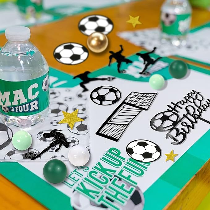 32 PCS Soccer Cake Topper Decorations Soccer Ball Player Cake Decorations for Football Theme Birthday Supplies (Soccer)
