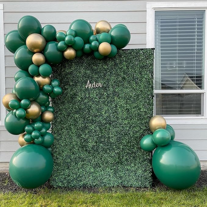 Green and Gold Balloons, 50pcs 12 inch Green Gold Confetti Balloons with Gold Ribbons for Bridal Shower Christmas Birthday St. Patrick's Day Theme Party Decorations