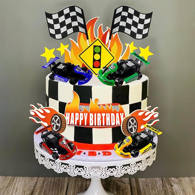 Racing Car Cake Toppers Car Truck Cake Decorations for Man Birthday Racing Car Theme Birthday Supplies (Style 1)