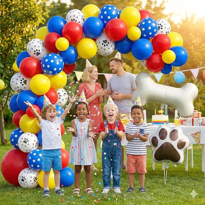 100pcs Hawaii Balloons Garland Arch Kit with Balloons for Birthday Decorations,Party Supplies for boys Girls (Blue Paw)