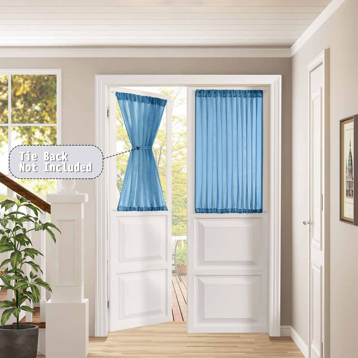 Sheer Door Curtains Closet Linen Textured Curtain Sheers Doorway Light Filtering Voile French Doors Rod Pocket Curtains Patio Glass Door