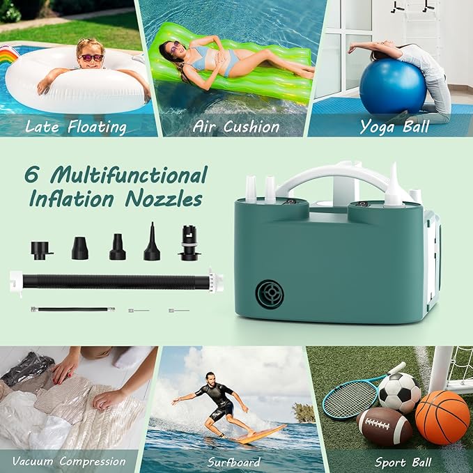 4-in-1 Balloon Pump Electric Balloon Pump Inflador De Globos Electrica Sports Balls Pump for All Balloons Latex Foil 260q Mylar Balloon, Air Cushion Pool Float Yoga Ball Inflator Balloon Machine