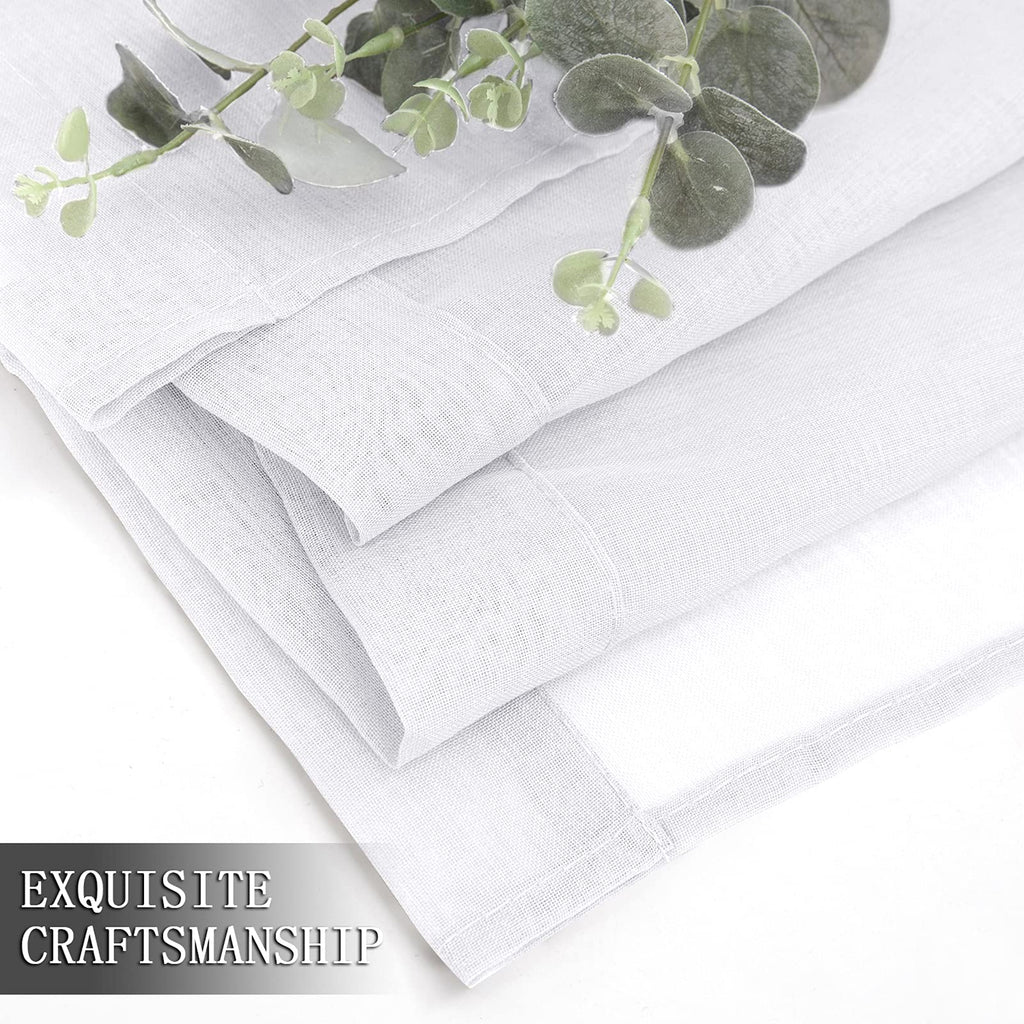 Short Sheer Curtains Linen Textured Living Room Curtain Sheers Light Filtering Rod Pocket Voile Curtains for Bedroom