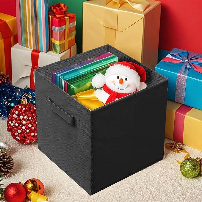 ShellKingdom Foldable Fabric Storage Cubes And Cloth Organizer Drawer For Closet And Toys, 6 Pack (Black)