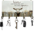 Sheep Gifts Key Holder for Wall 10"x5.12", Sheep Lamb Decor Key Hanger Wall Mount, Live Like Someone Left The Gate Open Rustic Farmhouse Lamb Wooden Hanging Keys Holder Decor for Entryway