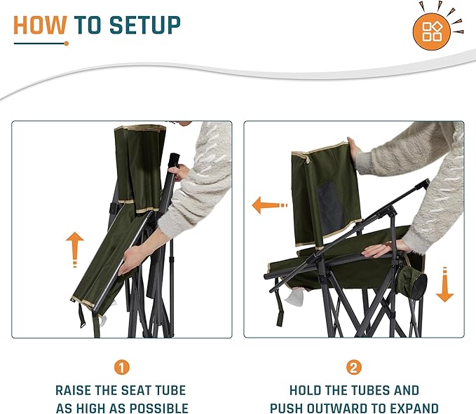 Folding Camping Chairs for Adults Heavy Duty Plus Size Camping Chairs 400 lb Steel Frame Metal Arm Lawn Chairs with Cup Holder, Extra Large Camp Chair for Outdoor Sports, Green 4 Pack (2 Pack x 2)