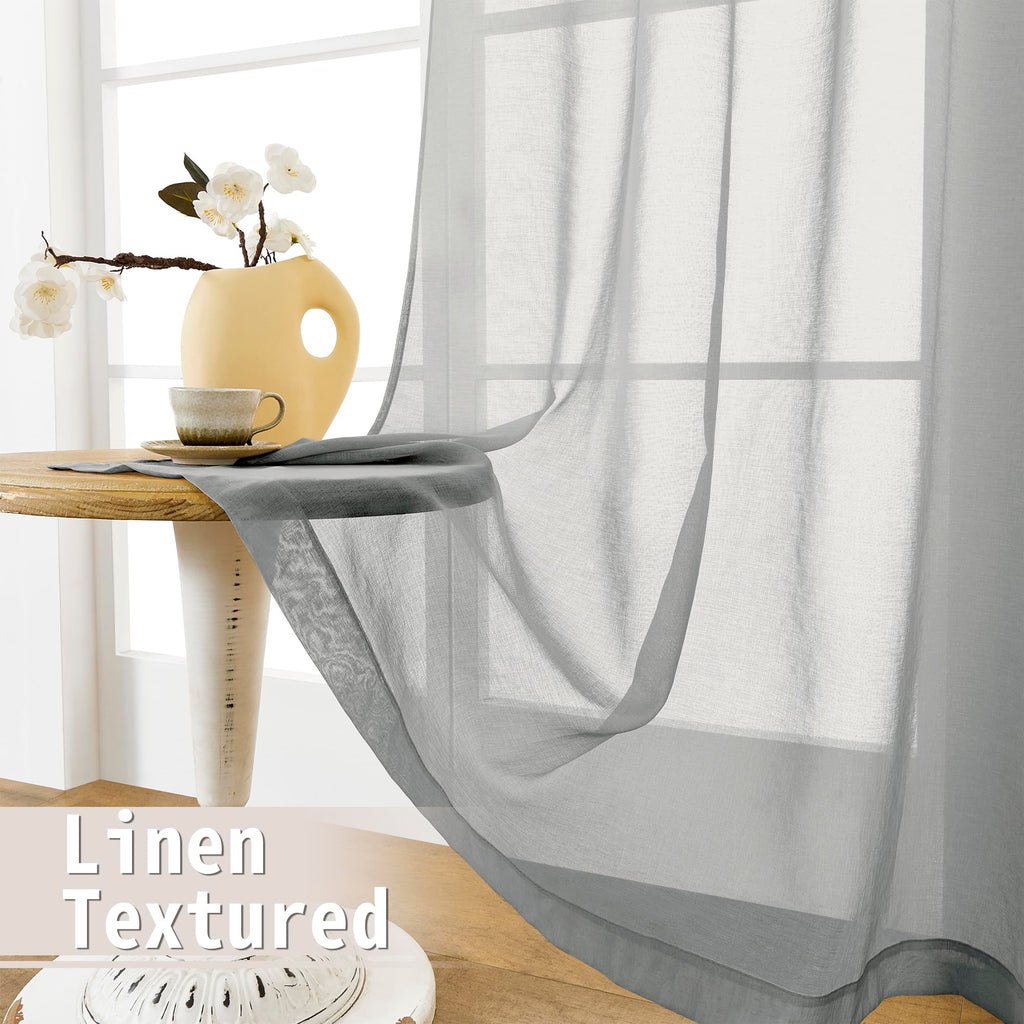 Small Sheer Door Curtain Closet Linen Textured Curtain Sheers Doorway Light Filtering Voile French Door Rod Pocket Curtains Patio Glass Doors