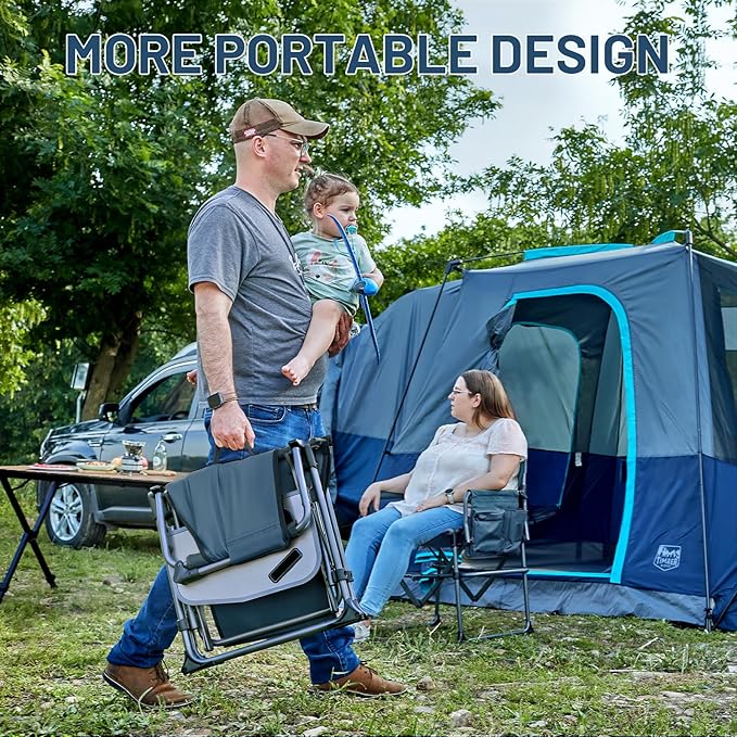 TIMBER RIDGE Aluminum Camping Directors Chair with Side Table Pocket, Portable Folding Chair, Heavy Duty Lawn Chair for Fishing Trip Picnic Concert Outdoor 400lbs, Navy