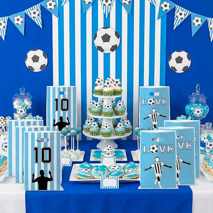JuPelozak Soccer Party Favor Bags - 50pcs Football Themed Goodie Bag, Candy Cookies Gift Decor for Boys Teens Adult, Birthday Holiday Celebration Decorations Supplies for 2026 Sport Competition Event