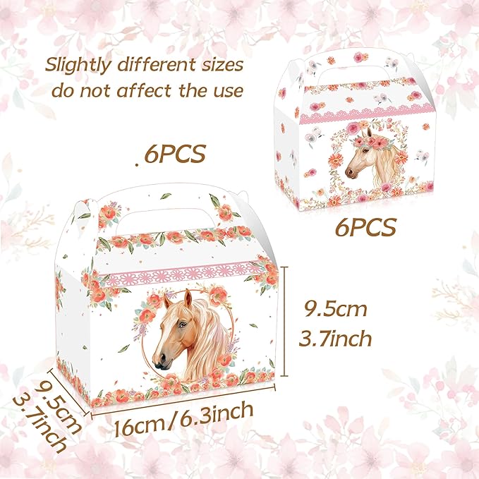 BACH AND BOOZY 12 PCS Horse Party Favors Supplies Horse Party Treat Boxes Cookies Snacks Boxes for Western Cowboy Cowgirl Theme
