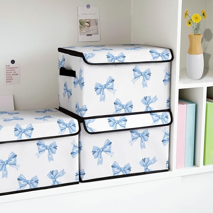 Stackable Clothes Storage Bins with Lids,Closet Organizers Fabric Box for Home and Office,Blanket Clothes Organizers,Under Bed Storage Containers 3 Pack.