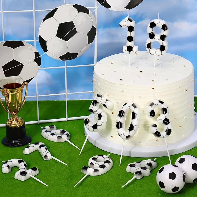 Soccer Number 3 Birthday Candle, 3rd Birthday Candle Sport-Theme Cake Topper, Soccer Theme Party Decorations for Boys Girls, Party Supplies Birthday Gifts