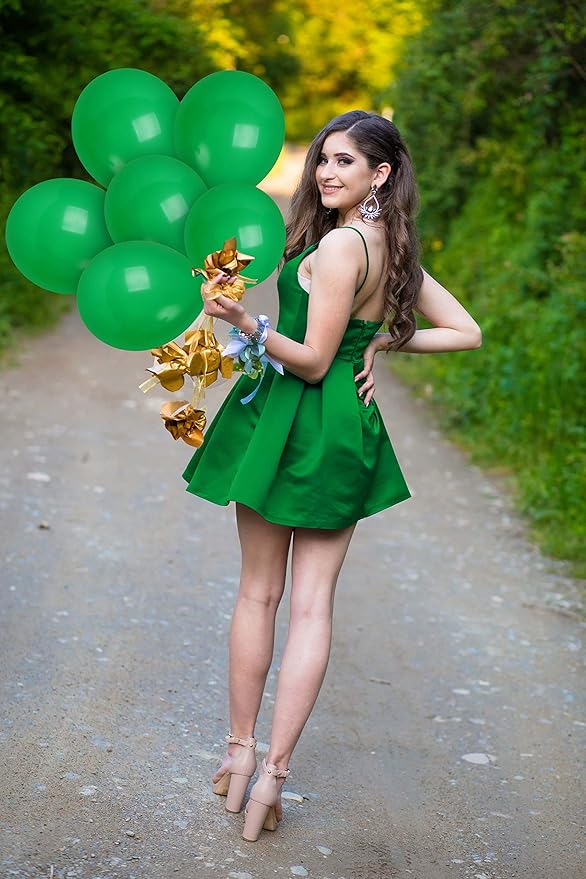 Treasures Gifted Emerald Forest Green Balloons 72 Pack - 12 Inch Latex Dark Hunter Green Balloons - Globos Verdes - St. Patricks Day Decorations