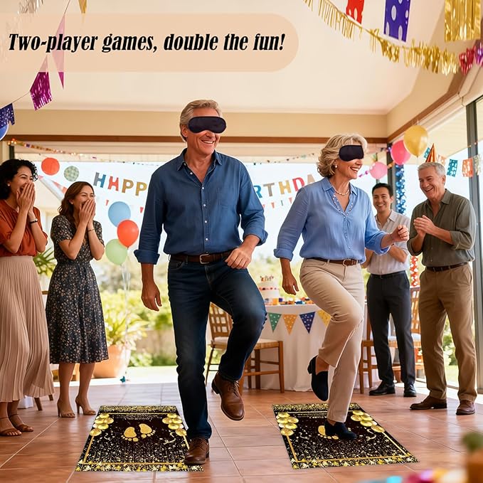 Gold Birthday Party Games, Blindfold 60-Second Challenge Party Game for Kids Adults, Indoor Outdoor Group Activity, Birthday Party Supplies Decorations, Funny Game for Birthday Retirement
