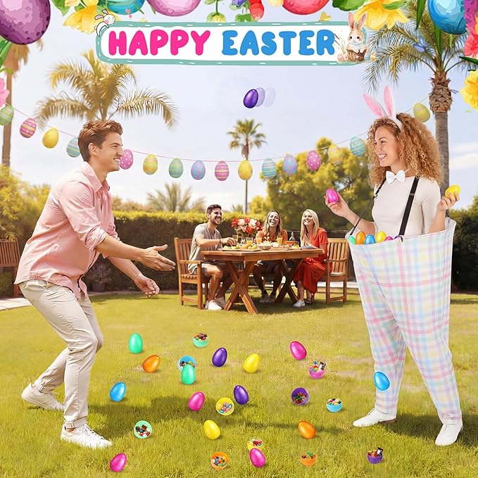 Vinsot Granny Pants Toss Game for Easter, Funny Yard Game for Adults, Outdoor Party Activity with Colorful Eggs