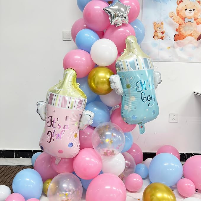 Bear Gender Reveal Baby Shower Decorations Party Kit,167pcs Pink Blue Balloon Garland Arch,Backdrop,Balloon Boxes,and Cute Gender Reveal Supplies for Boy or Girl Baby Shower,Gender Reveal Party