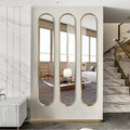 OUSHUAI Gold Tall Mirror,Narrow Capsule Long Mirrors with Metal Frame for Entryway,Hallway,Living Room 44"X8" (3pcs)