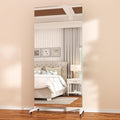 Hasipu Home Gym Mirror 360° Swivel on Wheels, 71" x 24" Extra Large Full Body Rolling Mirror for Yoga Studio, Bedroom, Dancing Studio, White