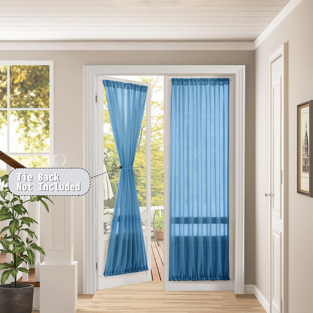 Sheer Door Curtain Closet Linen Textured Curtain Sheers Doorway Light Filtering Voile French Door Rod Pocket Curtains Patio Glass Doors
