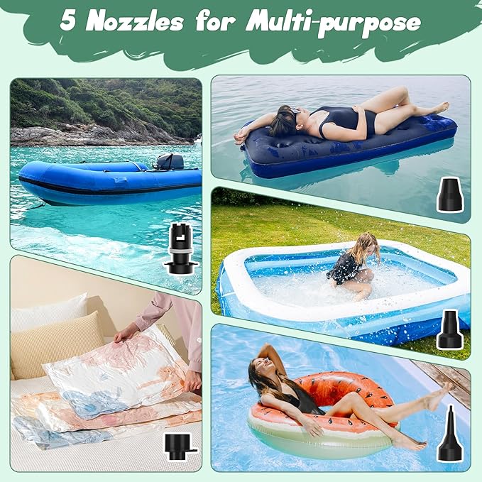 Balloon Pump Electric, Dual Motor Balloon Blower Machine for Latex Foil 260Q Long Balloons, Air Pump Inflator Machine for Balloons, Pool Float, Vacuum Bags