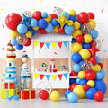 RUBFAC Carnival Circus Theme Party Decorations, Primary Color Balloon Arch Kit, 120pcs Red Blue Yellow Party Balloons Rainbow Confetti and Star Foil Balloons for Birthday Carnival Theme Decorations