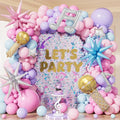Pink Purple Blue Balloon Garland Arch Kit, Pastel Balloons with Microphone, Music Notes & Star Foil Balloons for Girls Birthday, Karaoke, Pop Music Theme Party Decorations