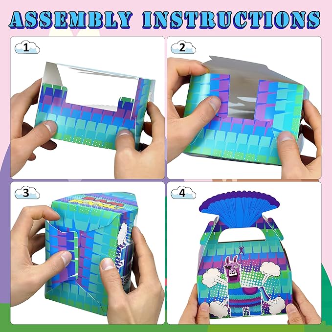 16 Pcs Video Game Llama Goodie Bags Party Boxes for Battle Gamers Birthday Party Supplies Decorations Favors