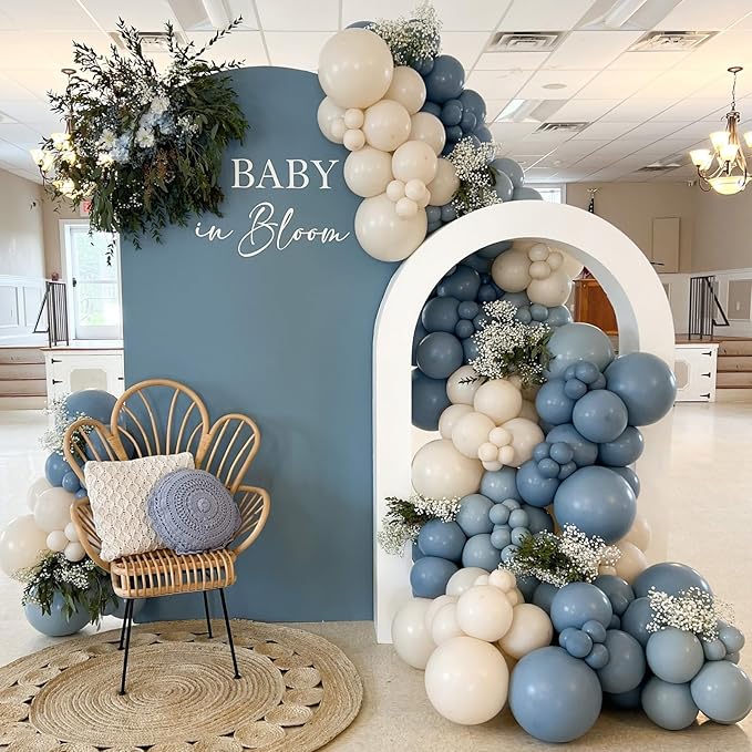 Awenztech 110pcs White Sand Cream Balloon Arch Garland Kit, 18 12 10 5 inch Ivory Beige Balloons Different Sizes for Birthday Party Decorations