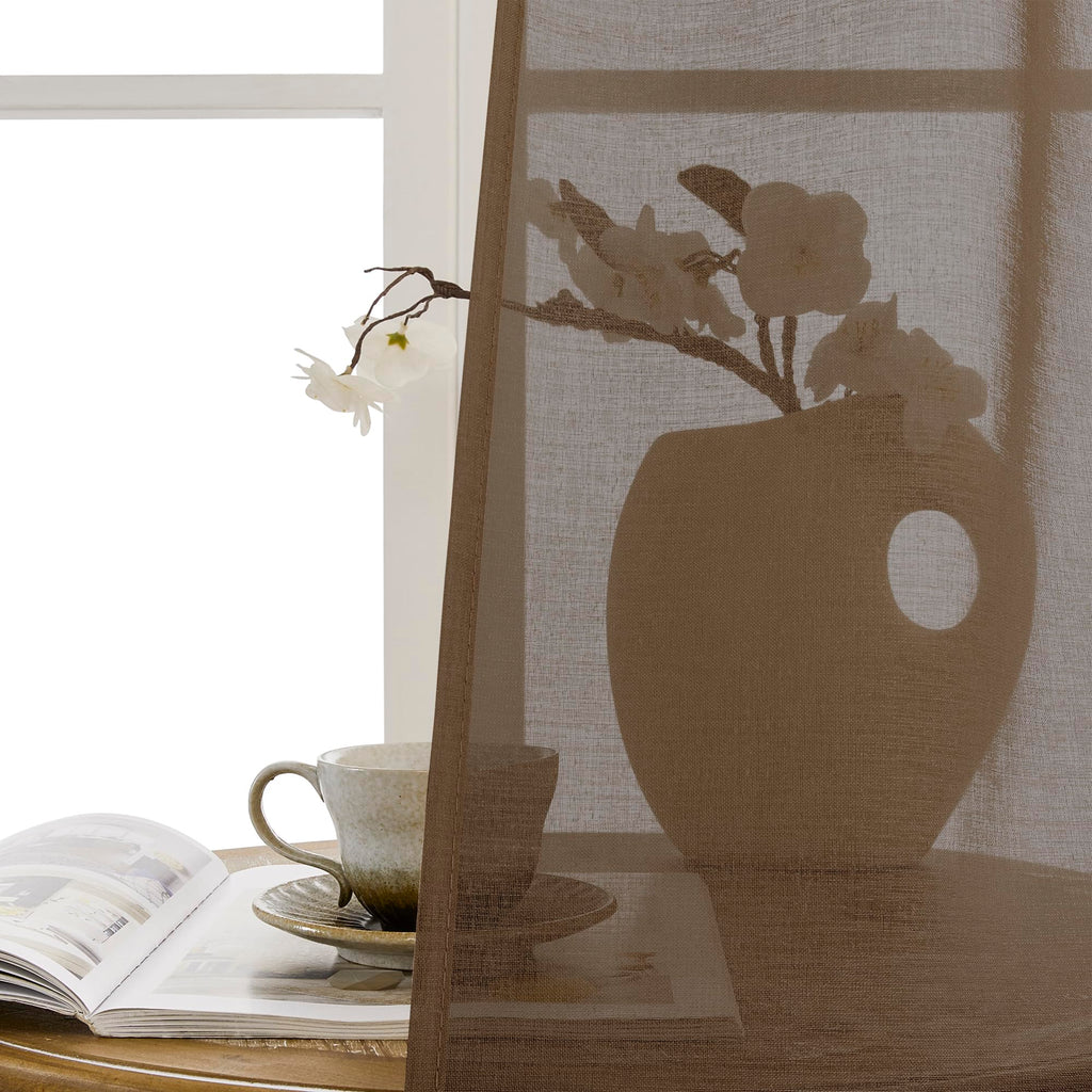 Sheer Door Curtains Closet Linen Textured Curtain Sheers Doorway Light Filtering Voile French Doors Rod Pocket Curtains Patio Glass Door