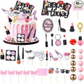 Beeveer 42 PCS Makeup Cake Topper Decorations Cosmetics Theme Bridal Cake Topper Party Lipstick Perfume Picks for Bridal Shower Birthday Partys