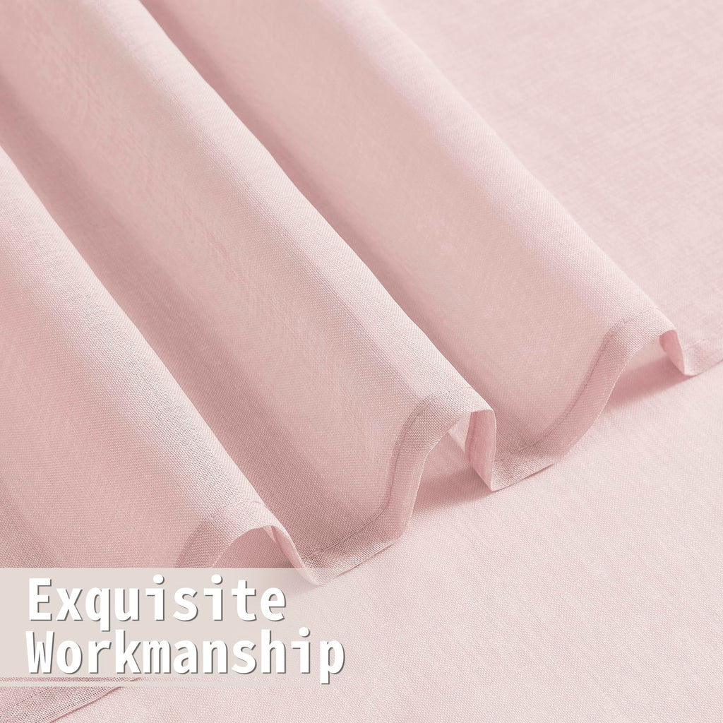 Short Sheer Door Curtain Closet Linen Textured Curtain Sheers Doorway Light Filtering Voile Patio Glass Doors Rod Pocket Curtains French Door